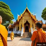 Home 21 관광통역안내사로서 미디어 홍보 전략 - A vibrant scene of Thai cultural tourism: a diverse group of young travelers wearing stylish casual ...